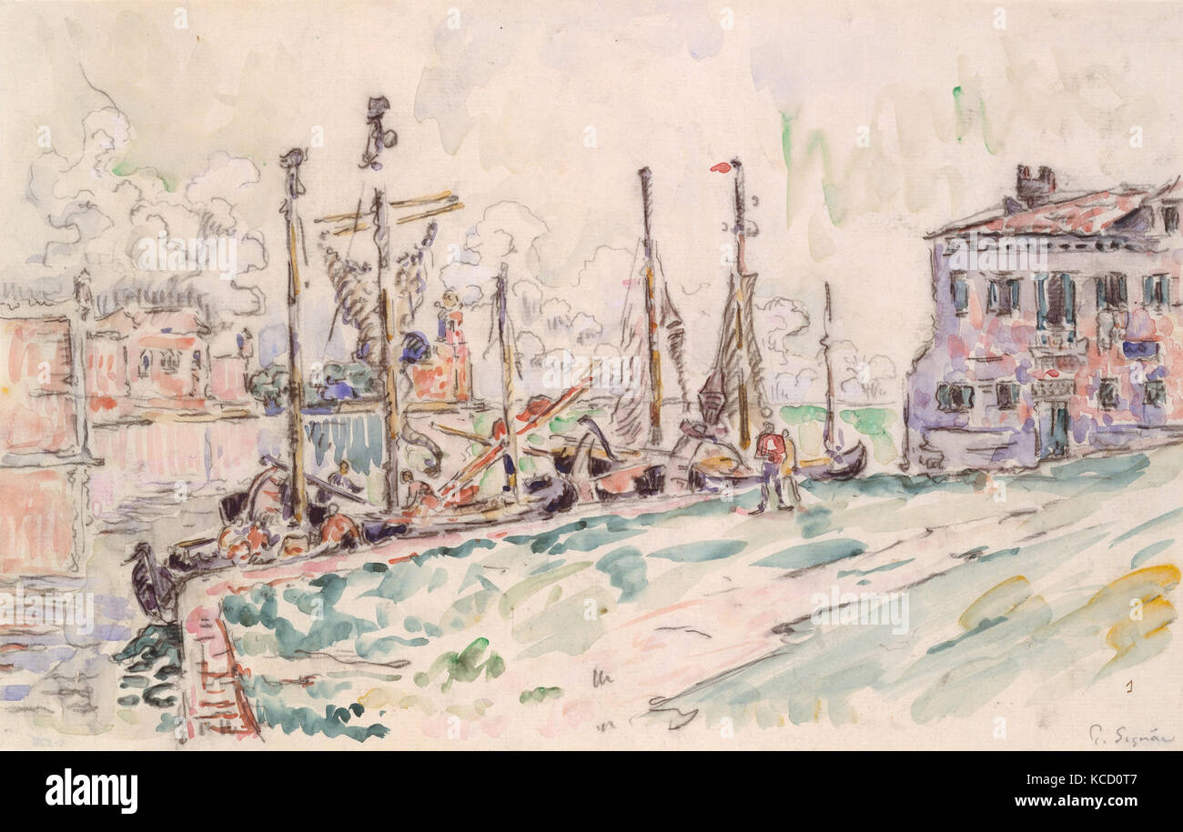 Venise, 1908 ( ?), l'aquarelle et crayon noir, 10 1/16 x 15 13/16 in. (25,6  x 40,2 cm), dessins, Paul Signac (français, Paris Photo Stock - Alamy