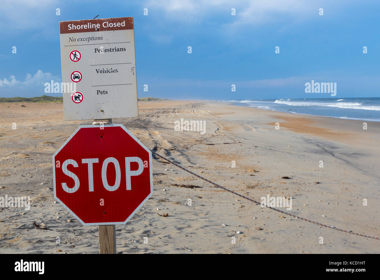 Avon, Outer Banks, Caroline du Nord, USA. Signe d'oiseaux, Cape Hatteras National Seashore. Banque D'Images