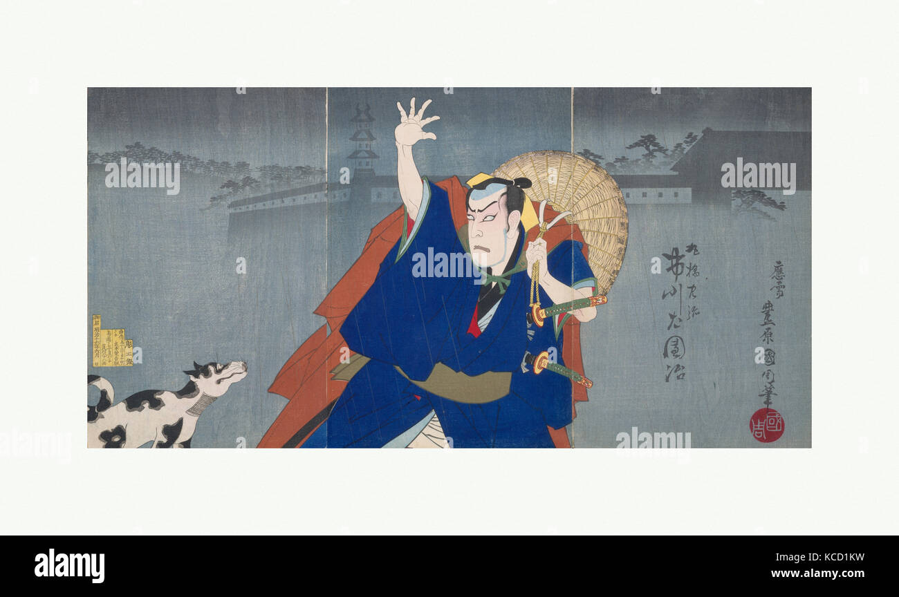 Album de Thirty-Two triptyques de gravures polychromes par Toyohara Kunichika, artistes divers, 1883-86 Banque D'Images