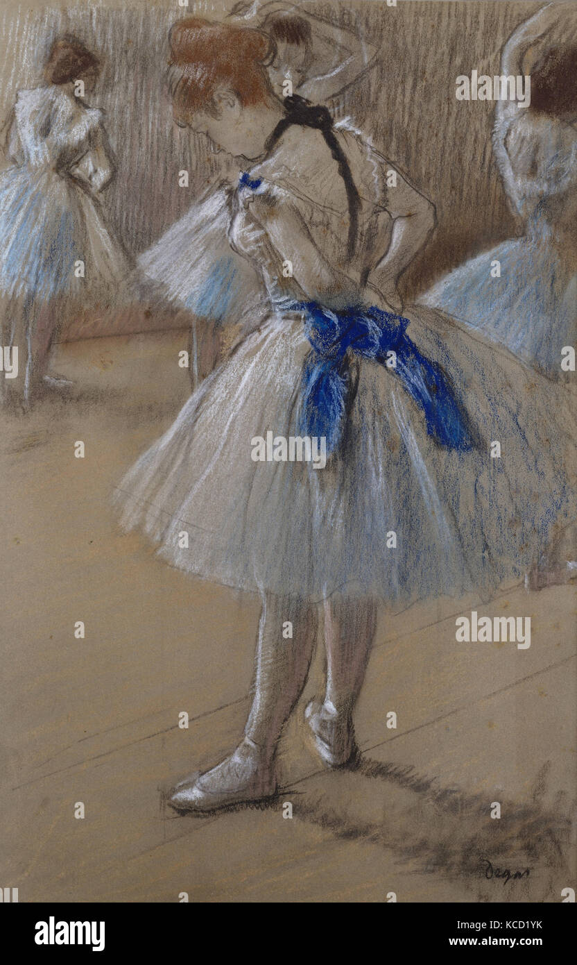 Danseur, ca. 1880, pastel et fusain sur papier vélin bleu-gris, feuille : 19 1/4 x 12 1/2 in. (48,9 x 31,8 cm), dessins, Edgar Banque D'Images