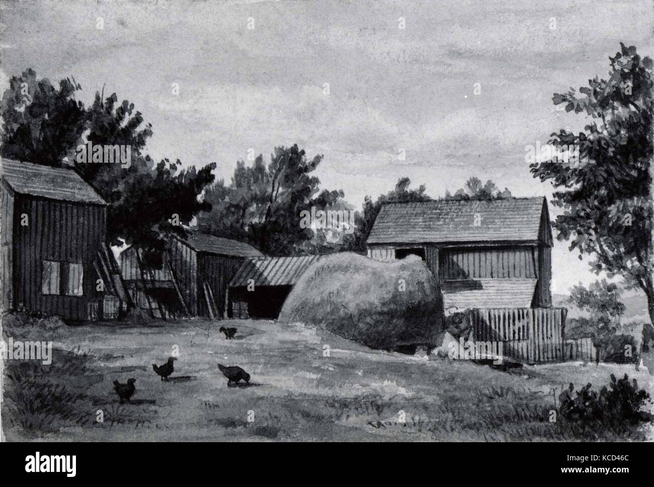Scène de ferme, artiste américain, seconde moitié xixe siècle Banque D'Images