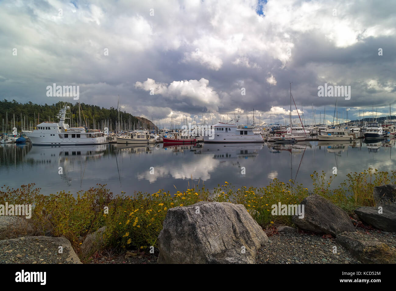 Port de plaisance de cap sante anacortes sur fidalgo island dans l'état de Washington sur un jour nuageux Banque D'Images