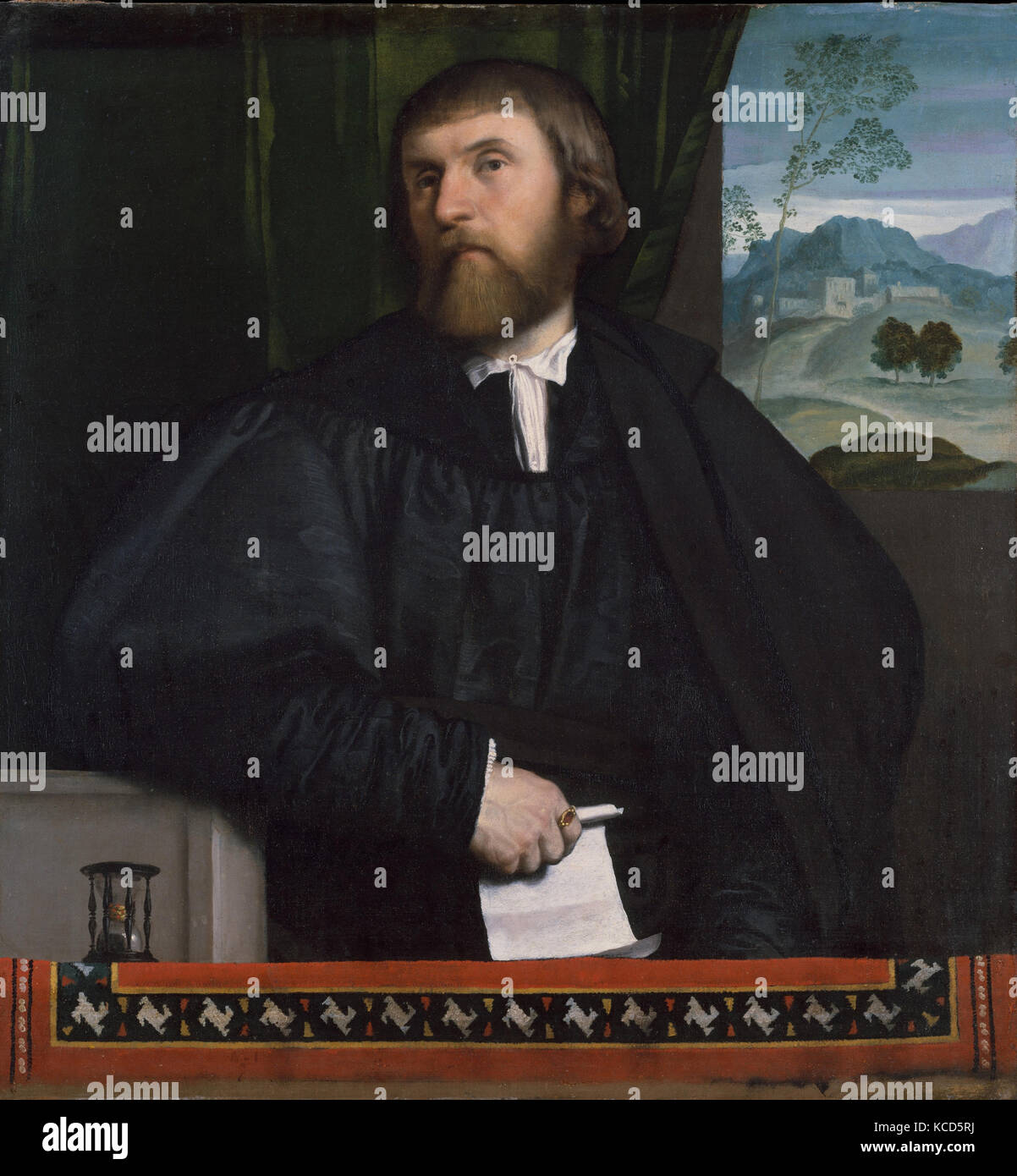 Portrait d'un homme, ca. 1520-25, huile sur toile, 34 x 32 1/4 in. (87 x 81,3 cm), peintures, Moretto da Brescia (Alessandro Banque D'Images