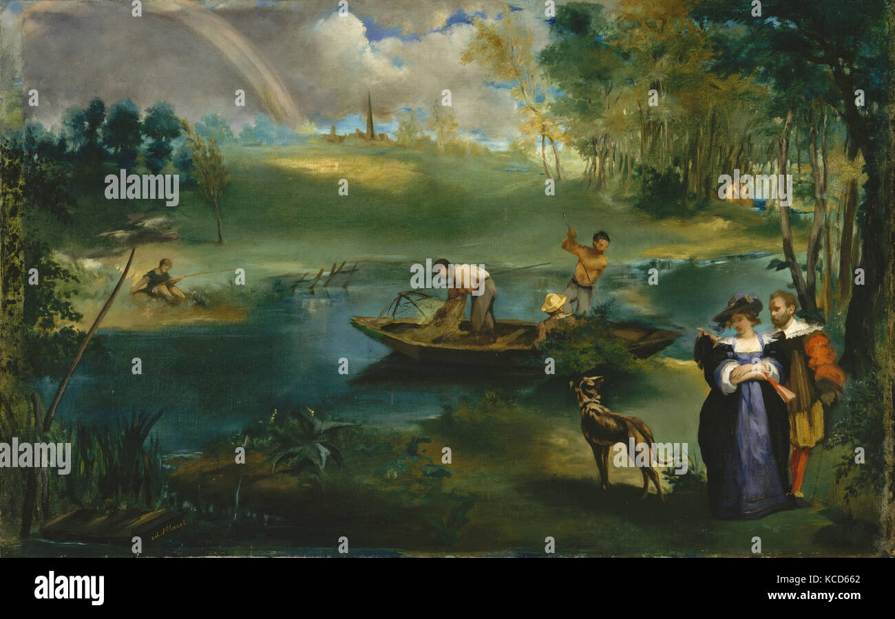 Pêche à la ligne, ca. 1862-63, huile sur toile, 30 1/4 x 48 1/2 in. (76,8 x 123,2 cm), peintures, Édouard Manet (français, Paris 1832-1883 Banque D'Images