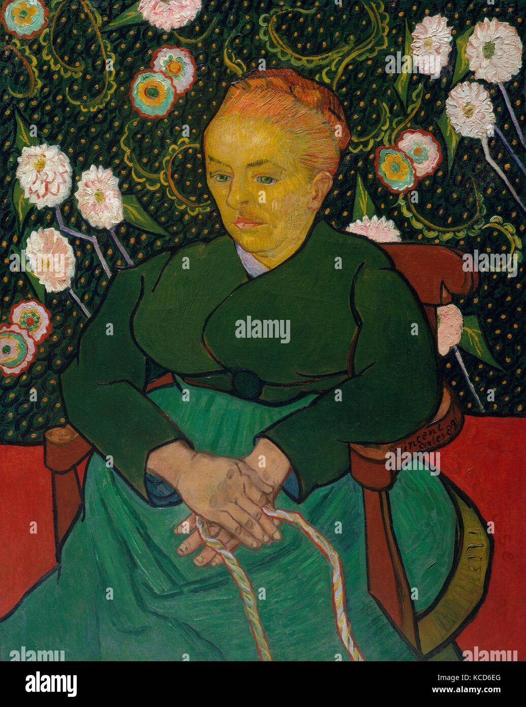 La Berceuse (femme oscillant une Augustine-Alix Pellicot socle ; Roulin, 1851-1930), Vincent van Gogh, 1889 Banque D'Images