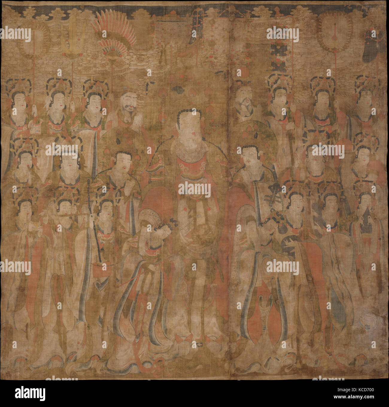 범천왕을 중심으로 신중도 神衆圖 한 조선, 朝鮮, Brahma avec bord et musiciens, l'Artiste non identifié, fin du 16e siècle Banque D'Images