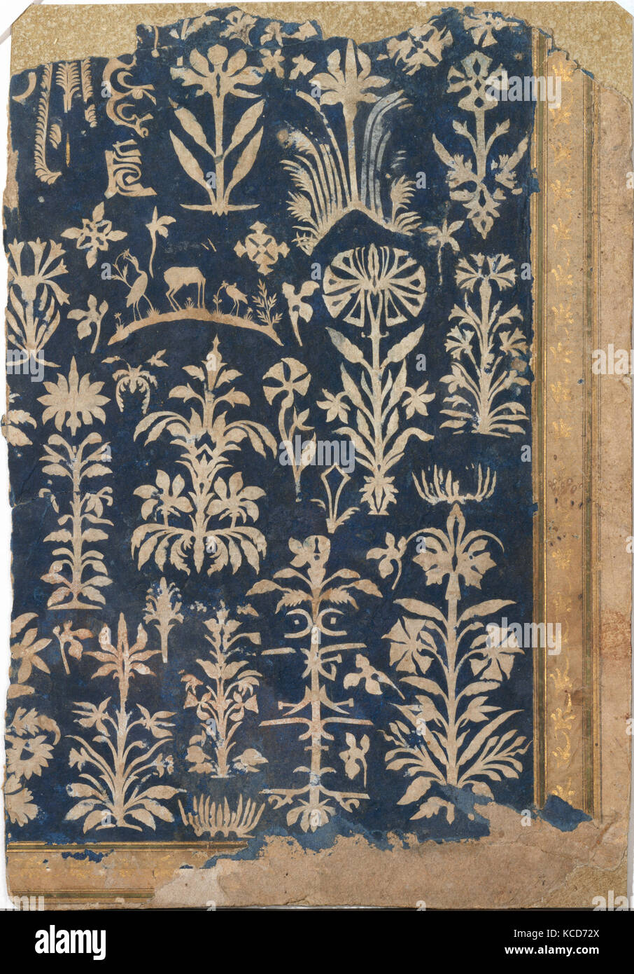 Page d'album avec Cut-Paper la décoration, ca. 1625-50, Made in India, coupe du papier sur papier, aquarelle, opaque et d'or, 10 x 1/2 in. Banque D'Images