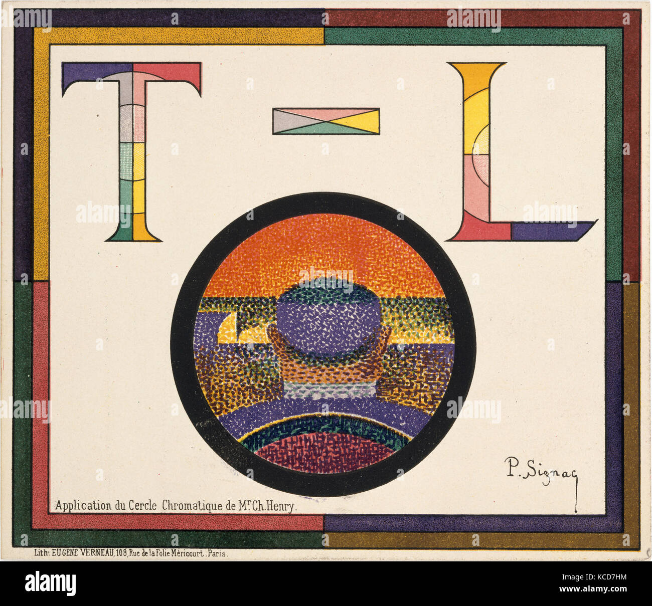 Application de Charles Henry's cercle chromatique ; Théâtre-Libre playbill du 31 janvier 1889, Paul Signac, 1889 Banque D'Images