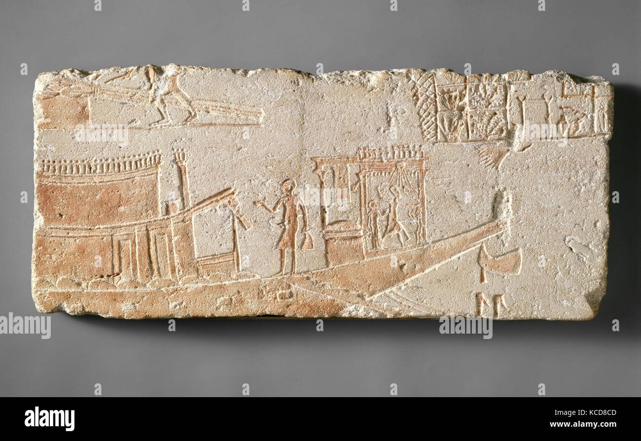 Barge royale à son amarrage, Nouvel Empire, Période Amarnienne, Dynasty 18, ca. 1353-1336 av. J.-C., d'Egypte, probablement à partir de la moyenne Égypte Banque D'Images