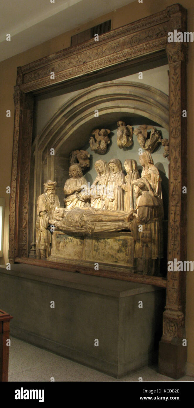 Cadre en bois à partir d'une mise au tombeau, groupe 16e siècle ou plus tard Banque D'Images