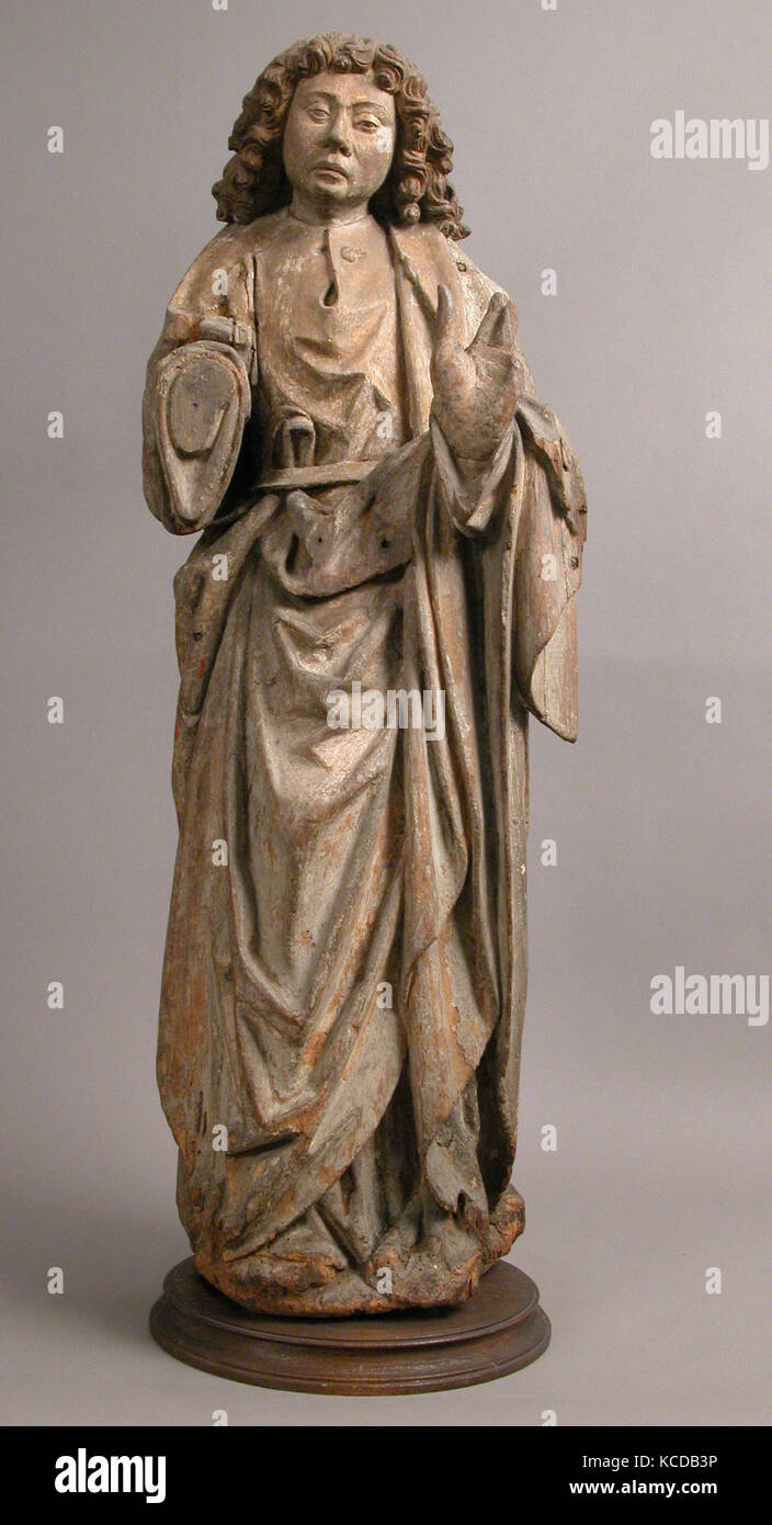 St John, ca. 1500, l'allemand, le chêne, avec polychromie, Total : 28 7/8 x 9 13/16 x 6 5/8 in. (73,4 x 25 x 16,8cm), Sculpture-Wood Banque D'Images