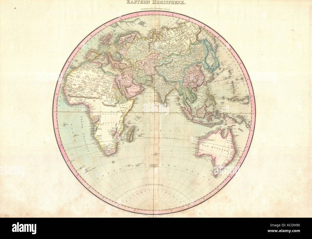 1818, Pinkerton Carte de l'hémisphère oriental, en Asie , Asie , Europe , l'Australie, John Pinkerton, 1758 - 1826, les Écossais Banque D'Images