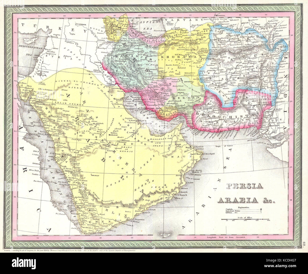 1850, Mitchell Site de Perse, l'Arabie et l'Afghanistan Banque D'Images