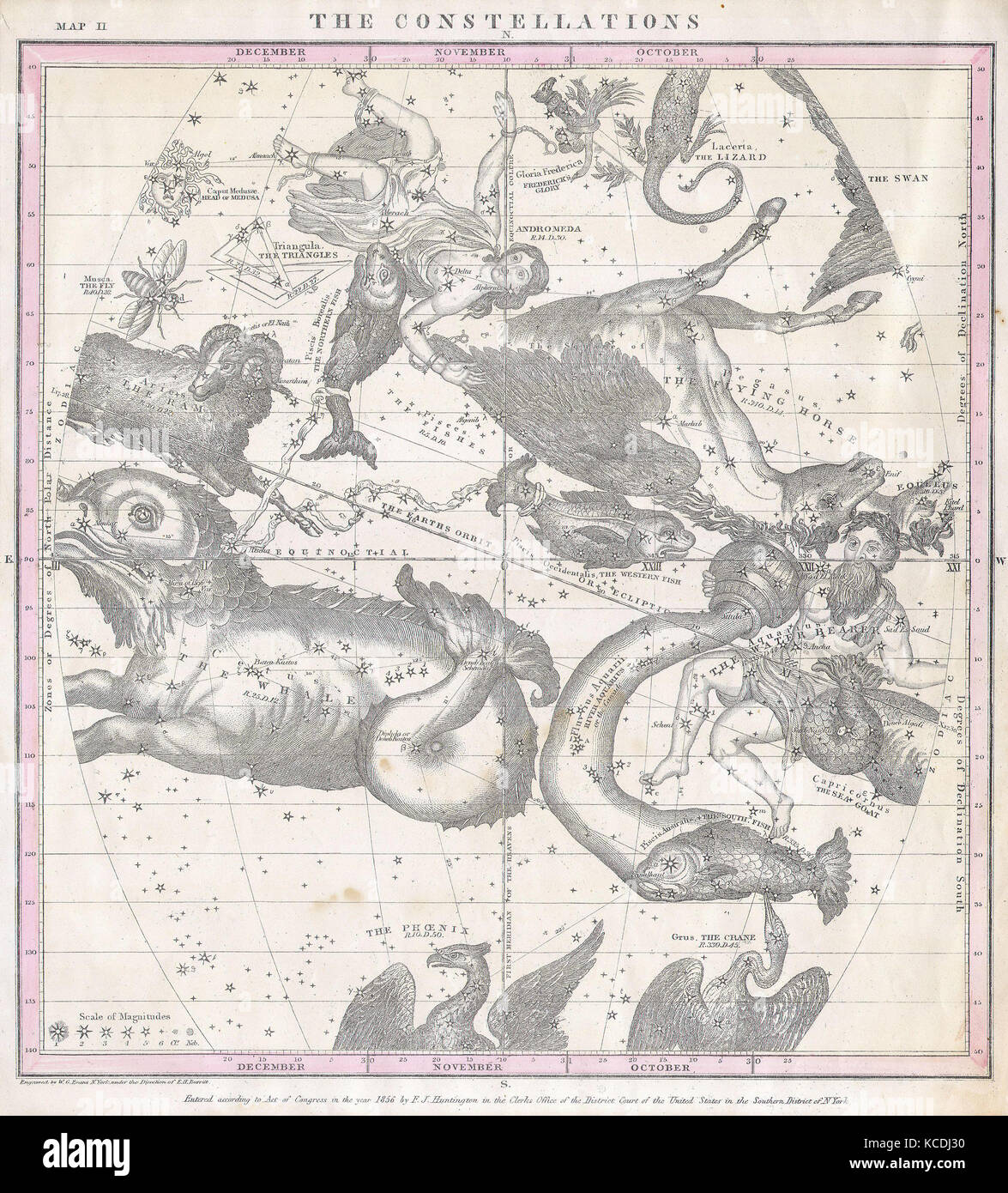 1856, Burritt, Huntington Site des constellations ou d'étoiles en Octobre, Novembre et Décembre Banque D'Images