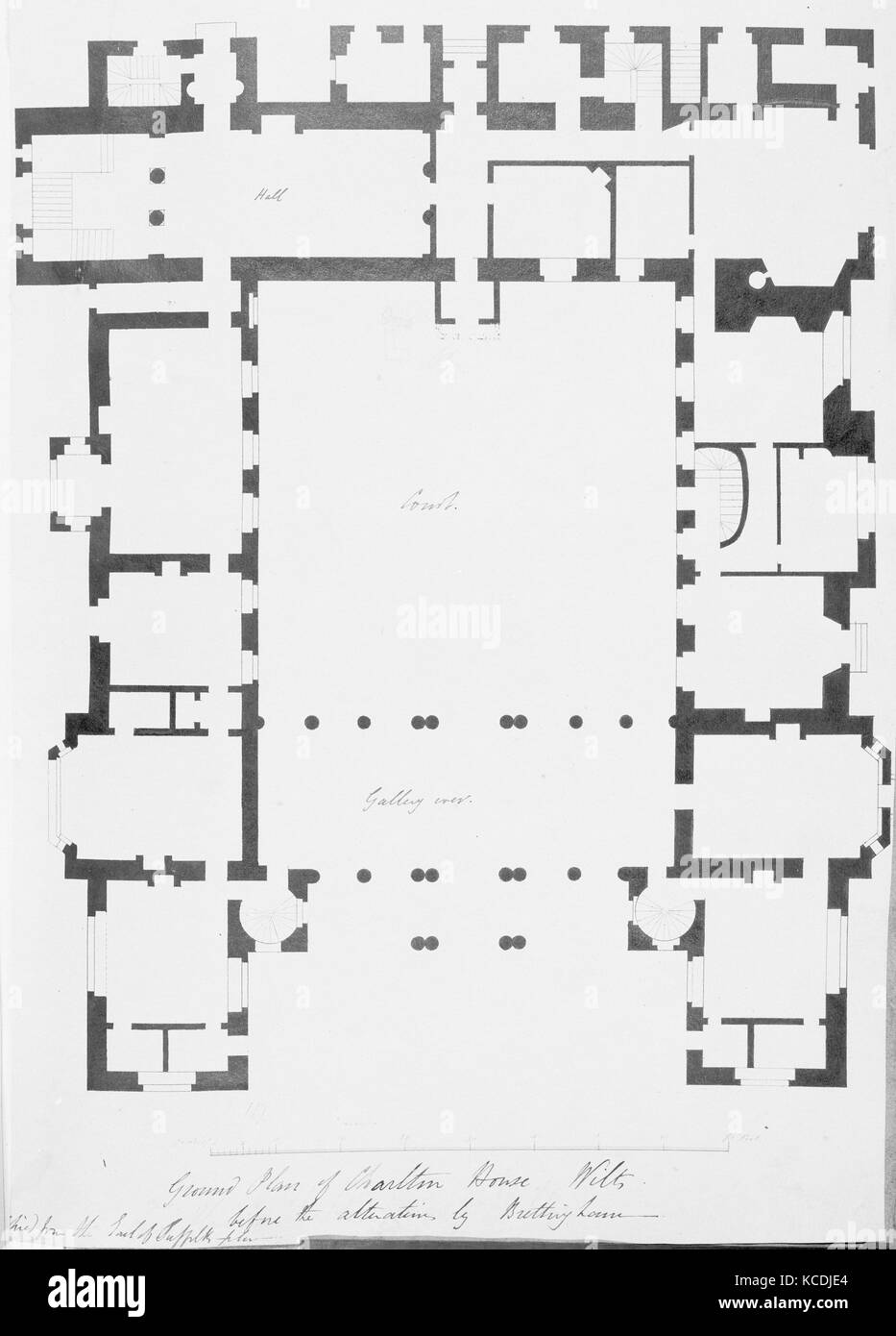 Plan du rez-de-chaussée, Charlton House, dans le Wiltshire, avant 1772 Banque D'Images