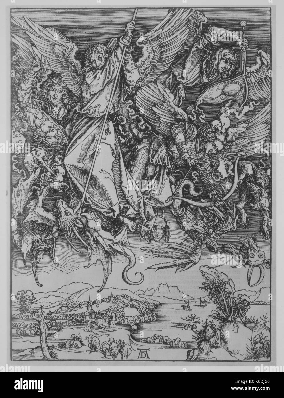Apocalypsis cu Figuris, 1511, gravure sur bois, 18 × 12 × 1/8 5/8 1/2 in. (46 × 32 × 1,3 cm), Livres Banque D'Images