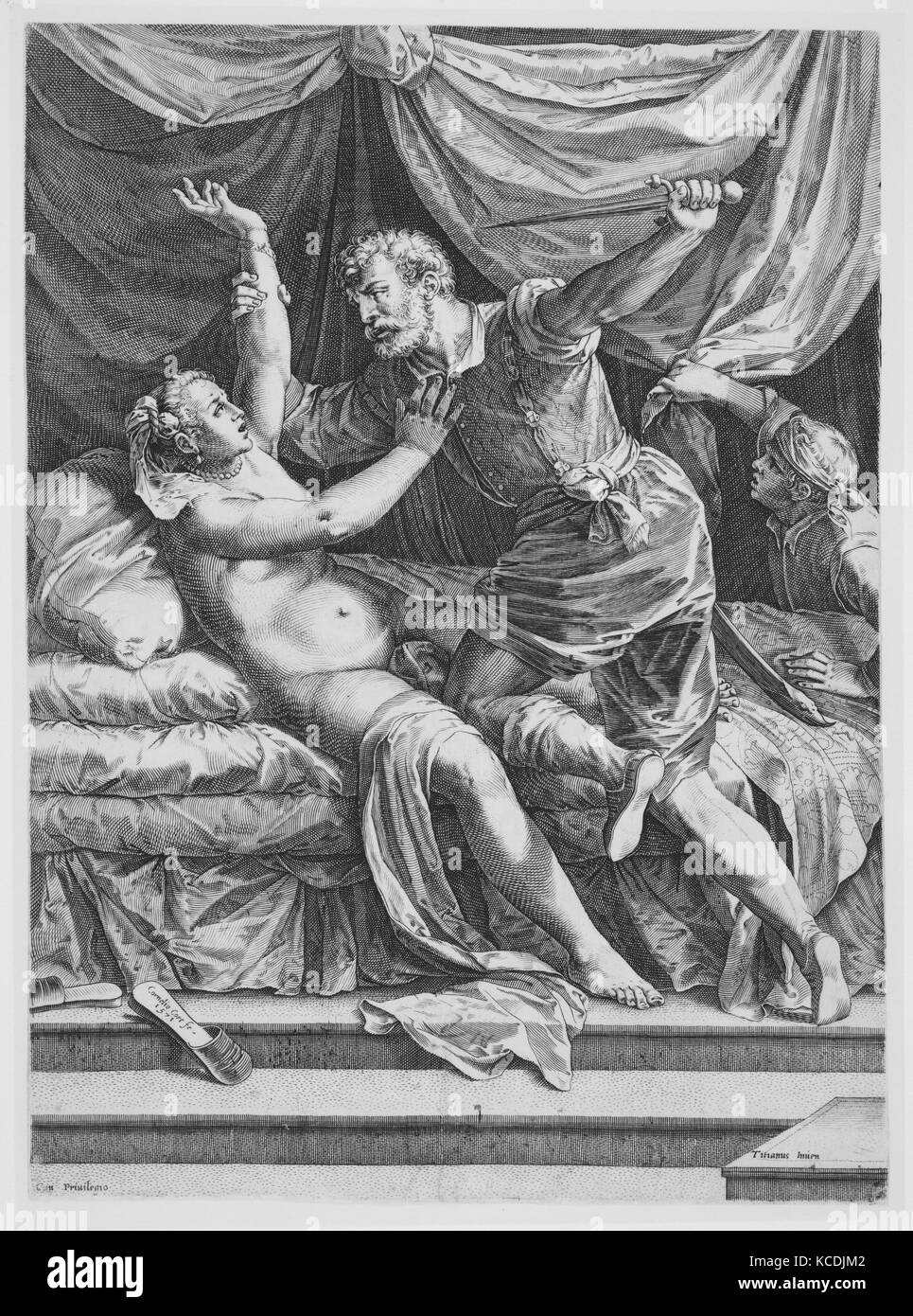 Tarquin et Lucrèce, gravée par Cornelis Cort, 1571 Banque D'Images