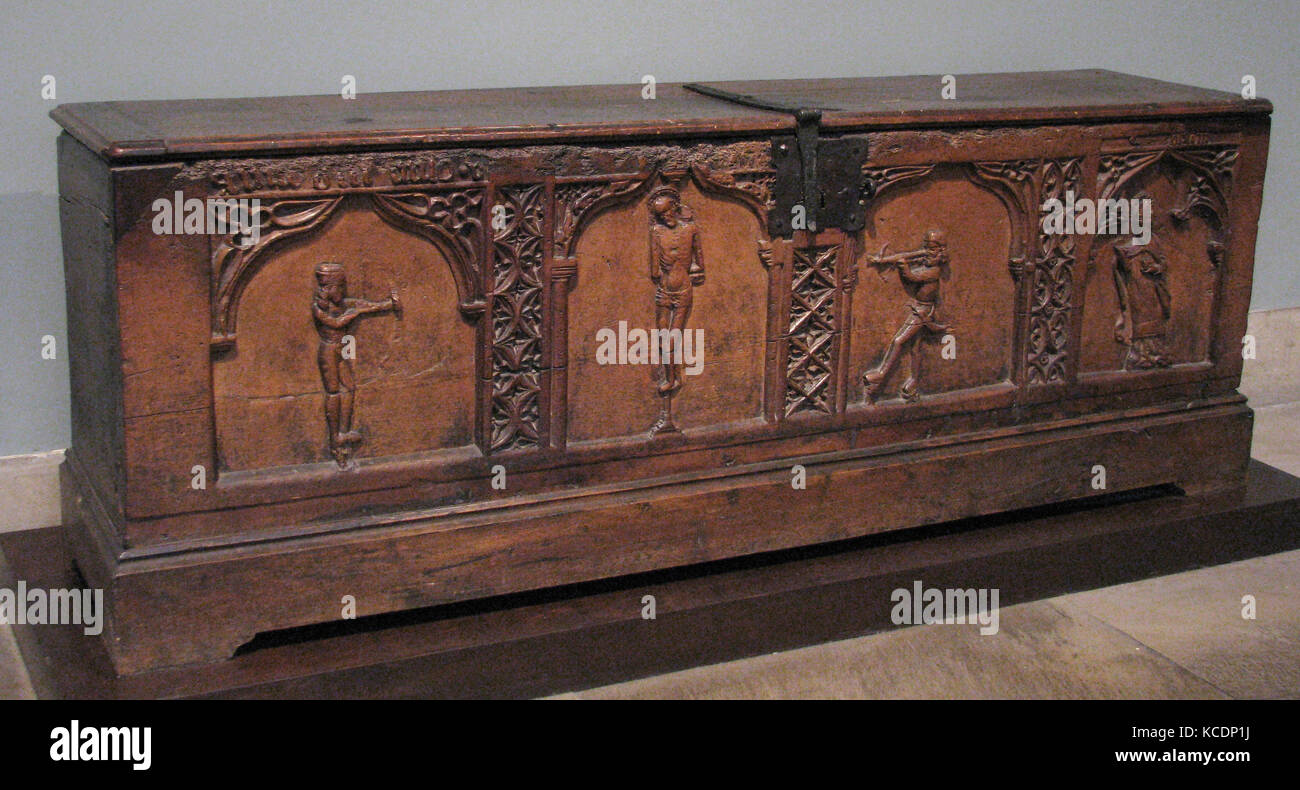 Les données sur l'allégement de la poitrine avec des saints Sébastien et Blaise, au début du 16e siècle Banque D'Images