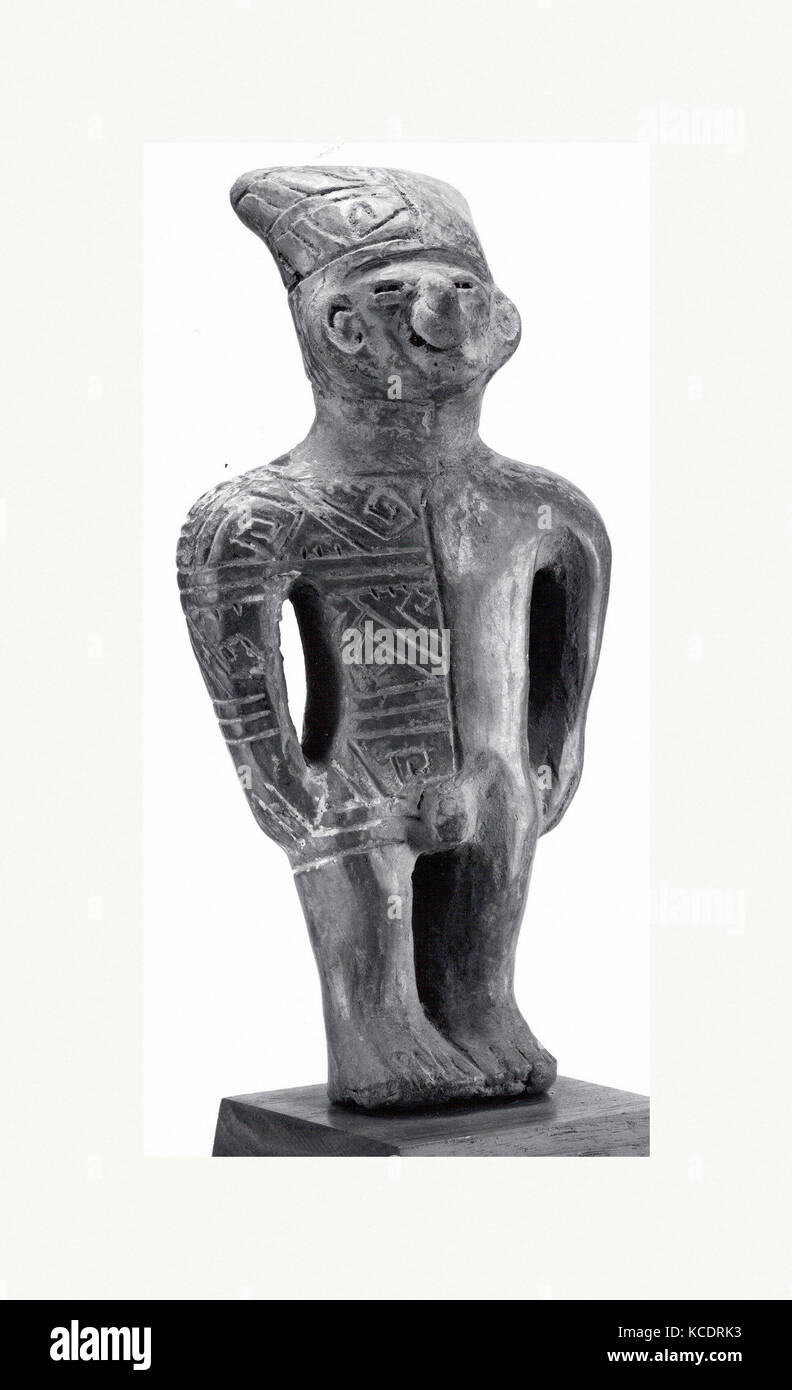 L'article Figure masculine en céramique, 6ème 11ème siècle, l'Équateur, Manteno, céramique, H. 8 1/4 x 3 in. W. (21 x 7,6 cm), Ceramics-Sculpture Banque D'Images