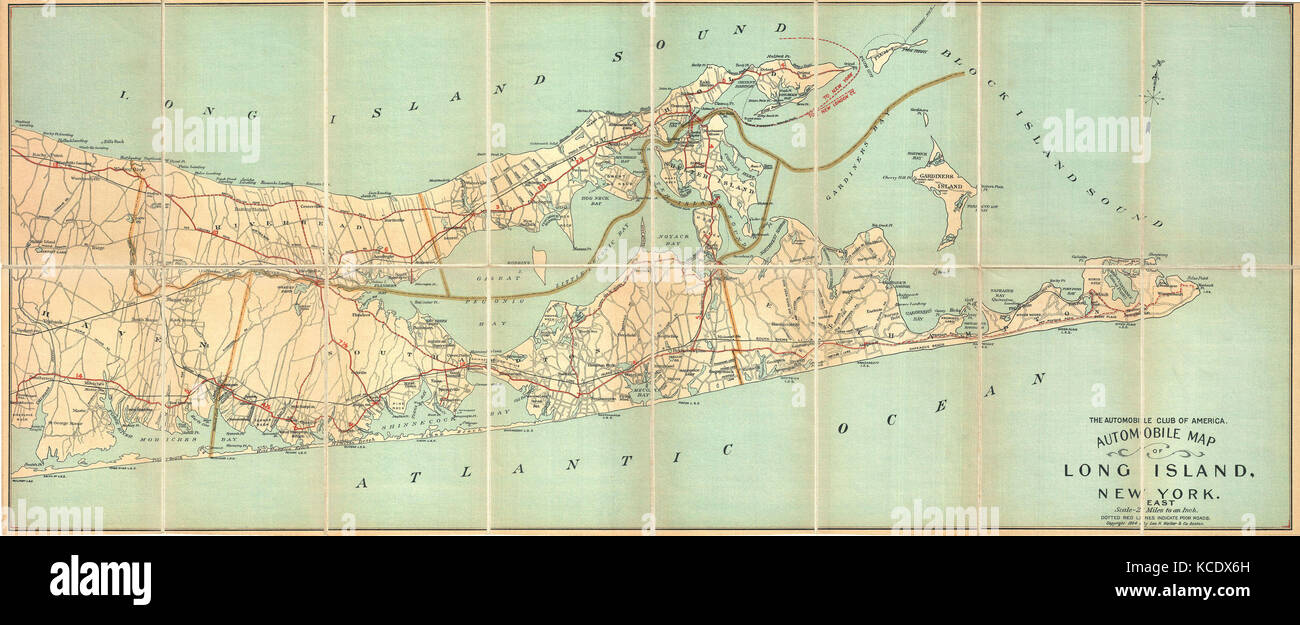 1905, l'Automobile Club Plan de comté de Suffolk, Long Island Banque D'Images