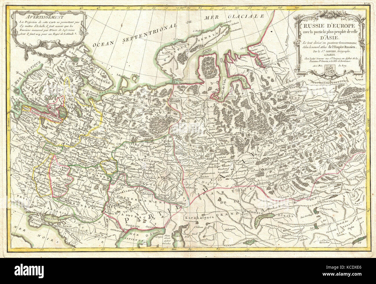 Janvier 1775, la carte de l'ouest de la Russie Banque D'Images