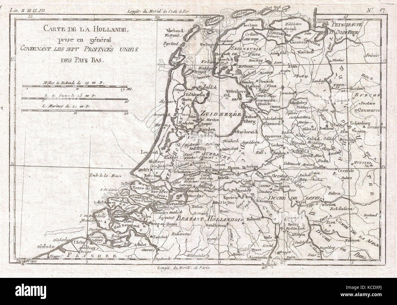 1780, Raynal et bonne carte des Pays-Bas et de la Belgique, Rigobert Bonne 1727 - 1794 Banque D'Images