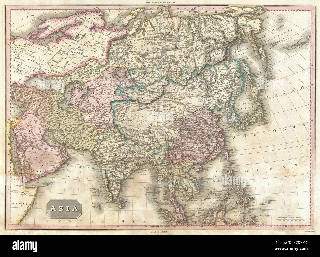 1818 Carte de l'Asie, Pinkerton, John Pinkerton, 1758 - 1826, l'antiquaire écossais, cartographe, UK Banque D'Images