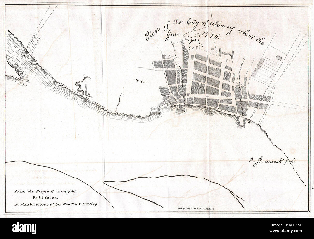 1820, Yates Plan de Albany vers 1770 Banque D'Images