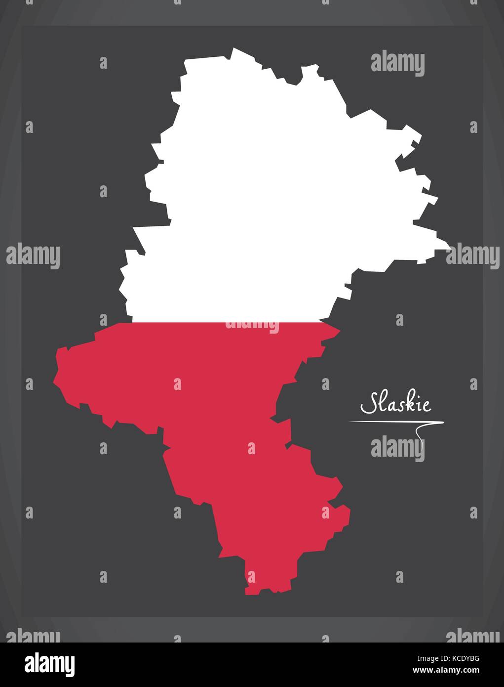 Slaskie plan de la Pologne avec l'illustration du drapeau national polonais Illustration de Vecteur