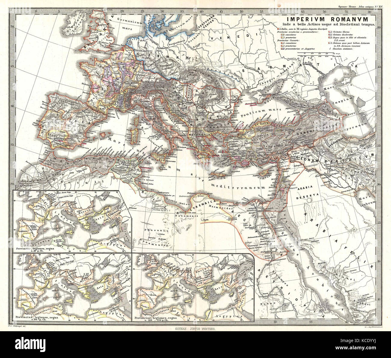 Spruner, 1865 Plan de l'Empire romain sous Dioclétien Banque D'Images