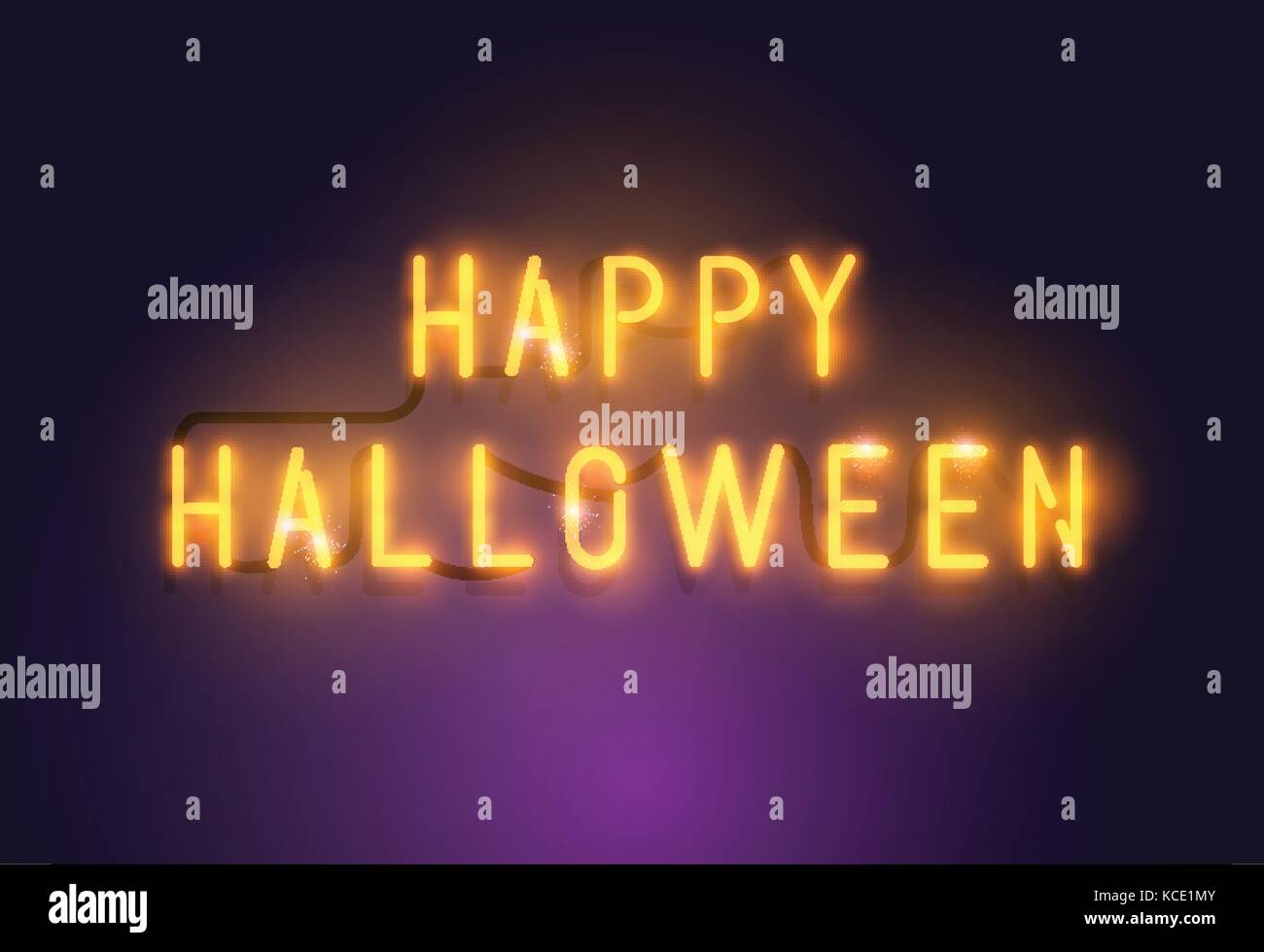 Glowing neon sign happy Halloween décoration saisonnière. vector illustration. Illustration de Vecteur
