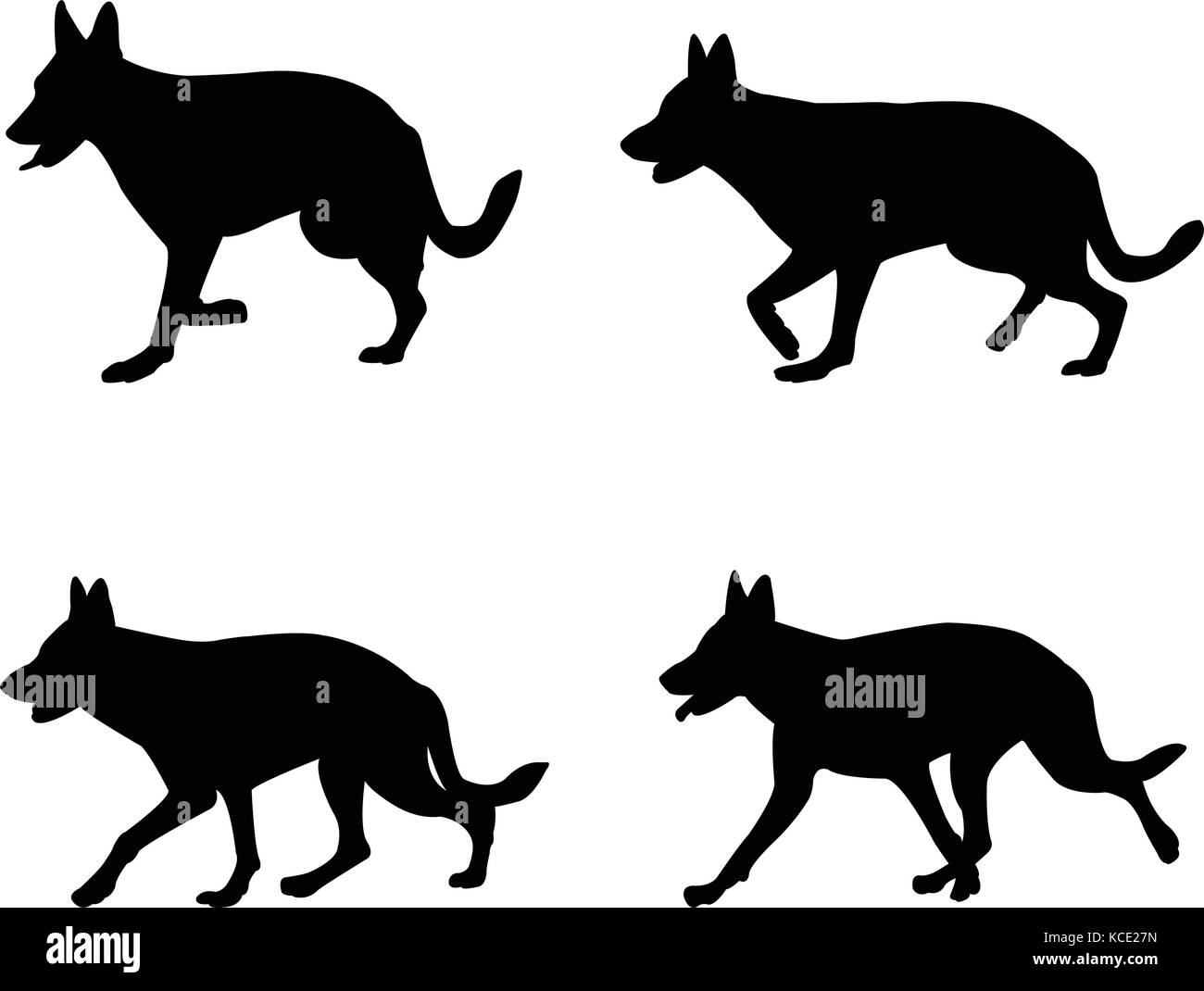 German Shepard - vector silhouettes Illustration de Vecteur