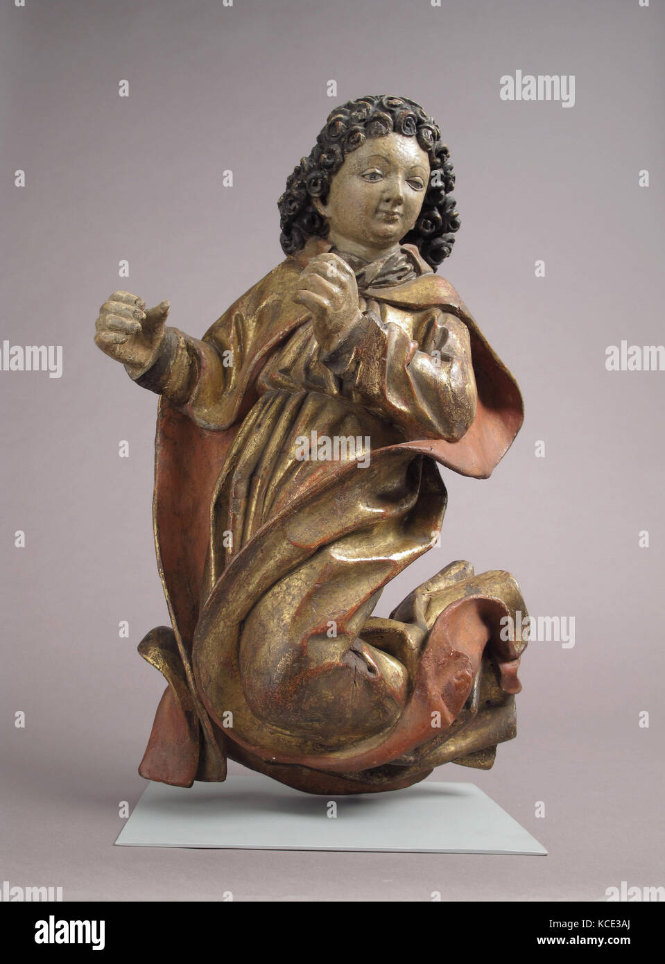 Flying Angel, fin du 15e siècle, fabriqué en Styrie, Autriche, autrichien, Limewood, polychromie et dorure sur gesso, Total : 18 1/2 Banque D'Images