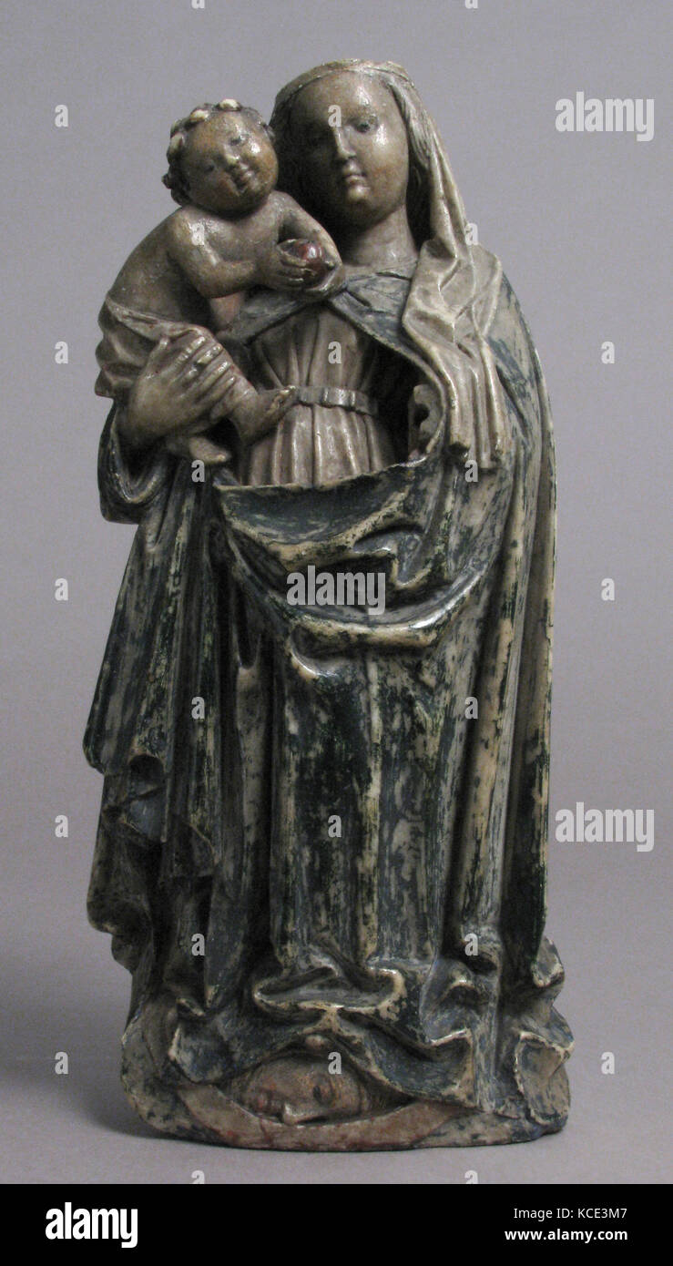 Vierge à l'enfant, 1430-40, l'albâtre, Russisch avec polychromie, 12 7/8 x 5 9/16 x 3 3/16 in. (32,7 x 14,2 x 8,1 cm Banque D'Images