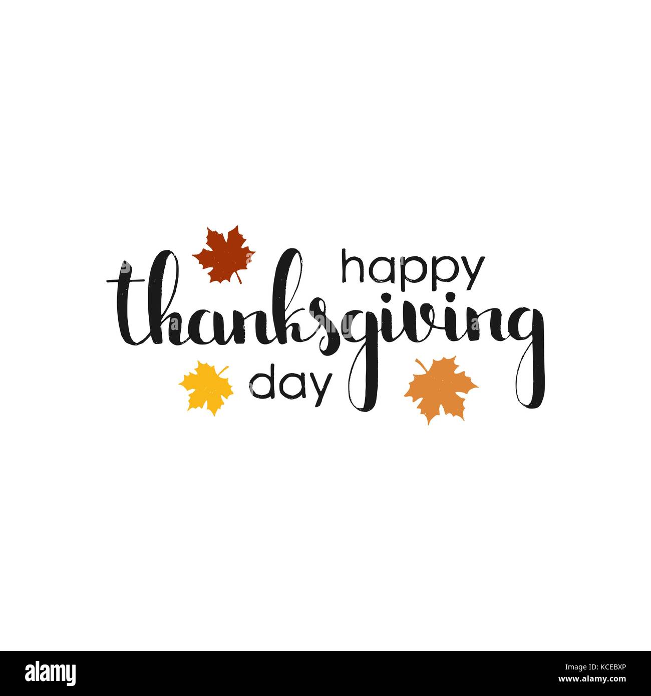 Joyeux thanksgiving day lettrage manuscrit moderne. vector hand drawn calligraphie avec feuilles d'érable isolé sur fond blanc pour votre conception Illustration de Vecteur