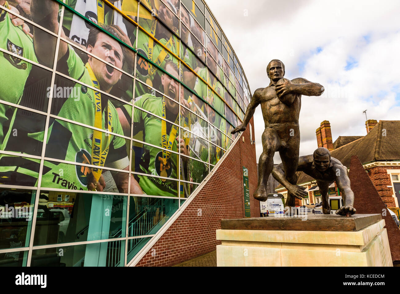 Northampton Royaume-Uni 3 octobre 2017 : Northampton Saints rugby club monument à Franklin gardens Banque D'Images