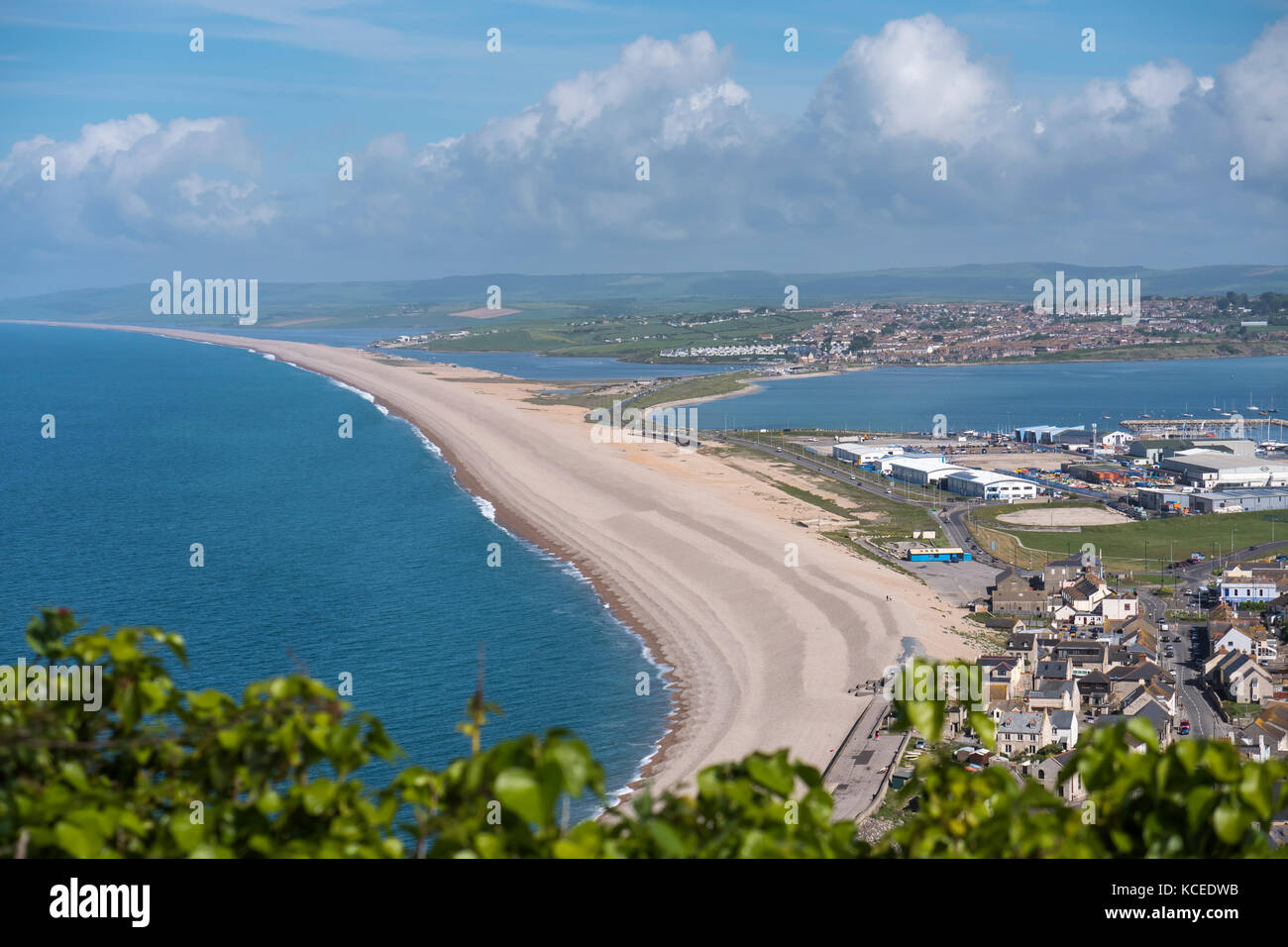 Chesil Beach à partir de au-dessus de Portland Dorset Angleterre Banque D'Images