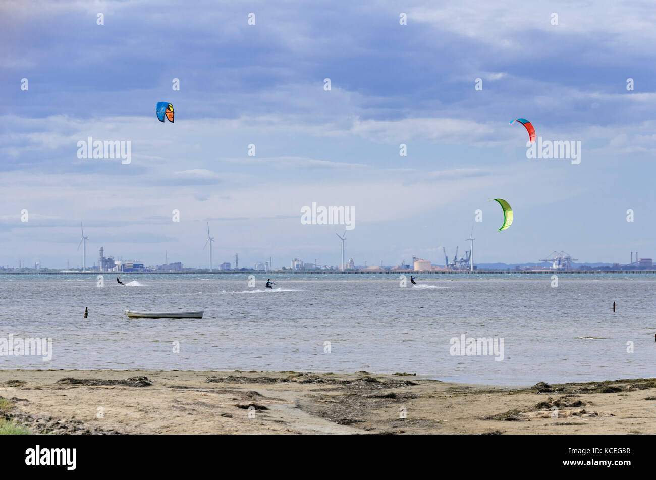 Kitesurfers, camargue, france Banque D'Images