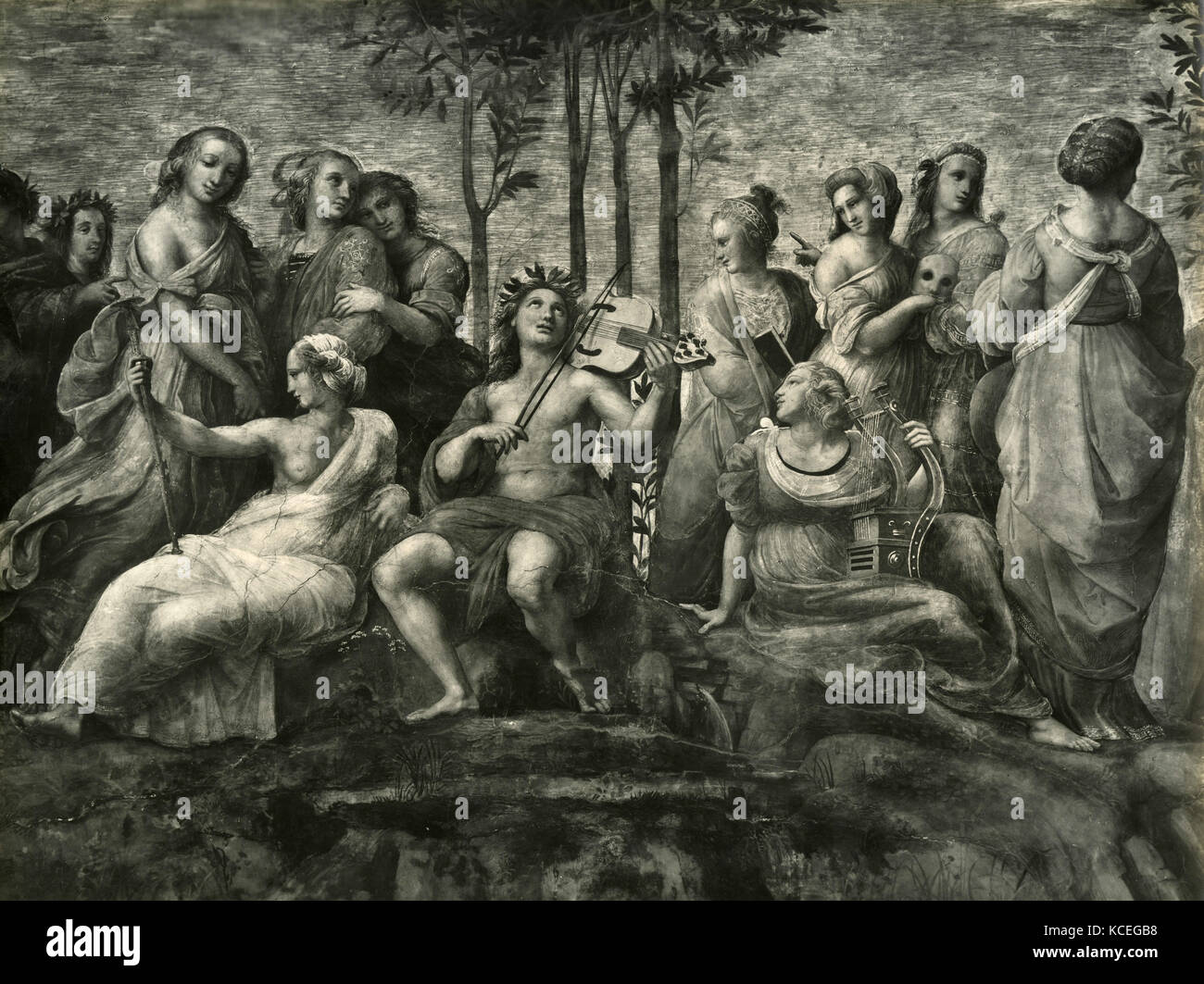 Apollo avec neuf Muses dans le Mont Parnasse, peinture de Raphaël Banque D'Images