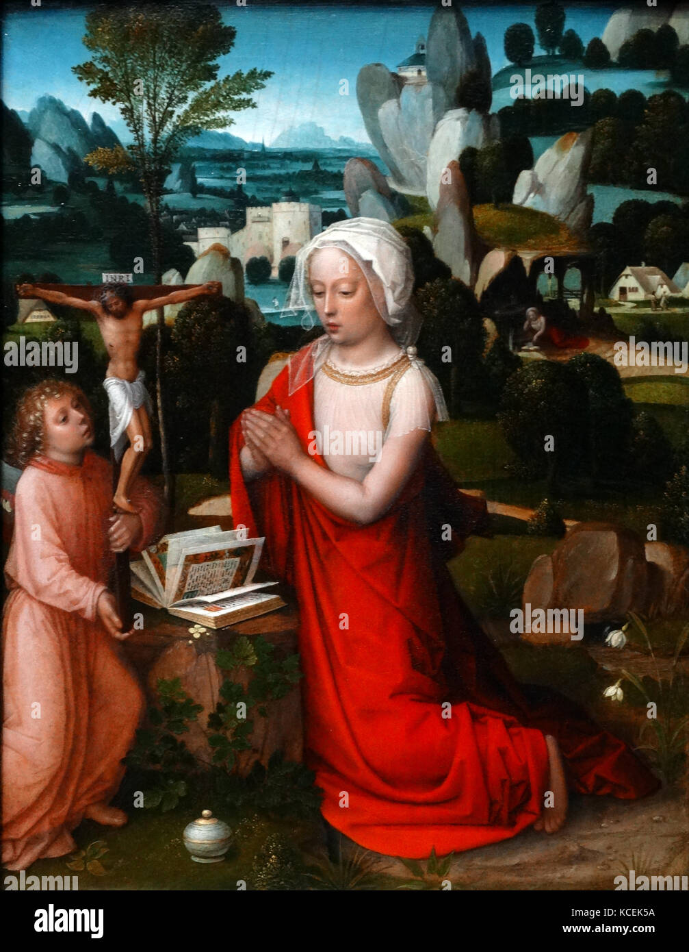 La peinture intitulée "La Madeleine dans un paysage' par Albert Cornelis, un peintre Renaissance flamande du 16ème siècle. En date du 16e siècle Banque D'Images