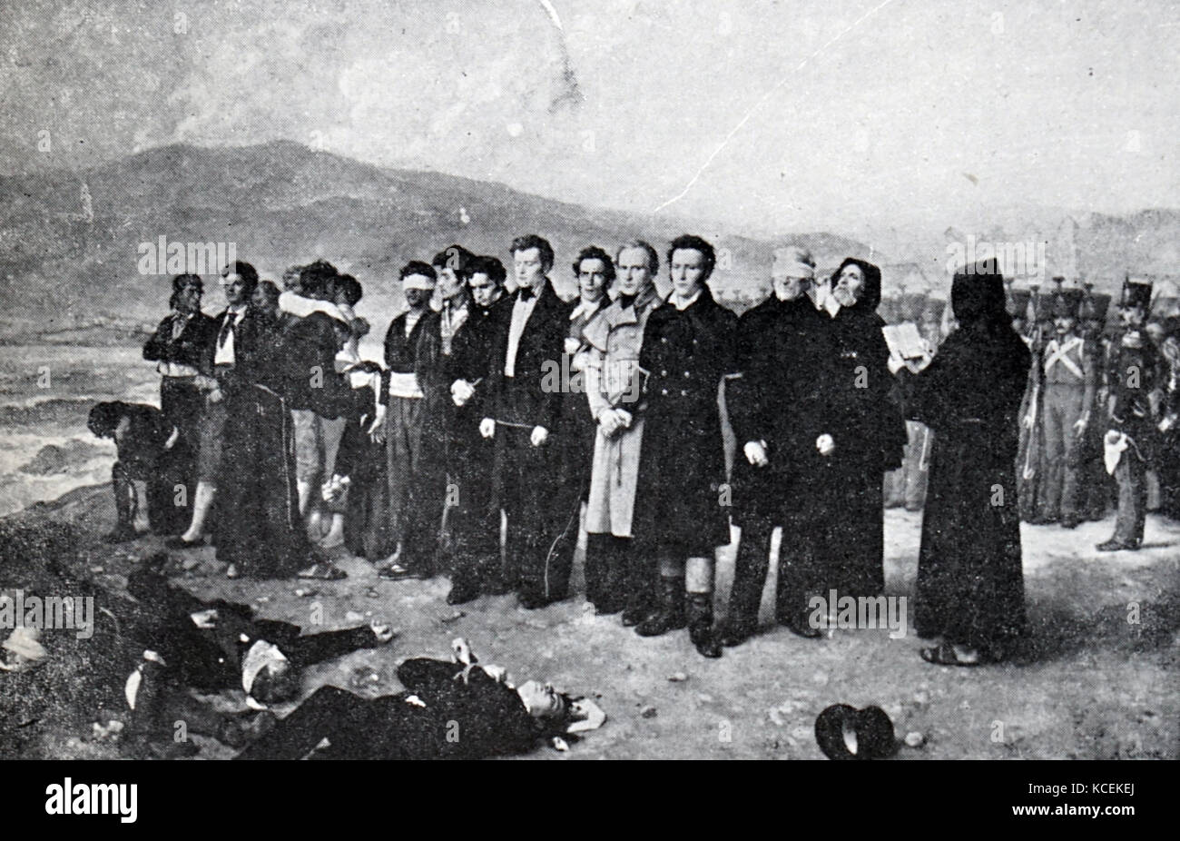 La peinture intitulée 'exécution de Torrijos et ses compagnons' par Antonio Gisbert (1834-1901) Un artiste espagnol. En date du 19e siècle Banque D'Images