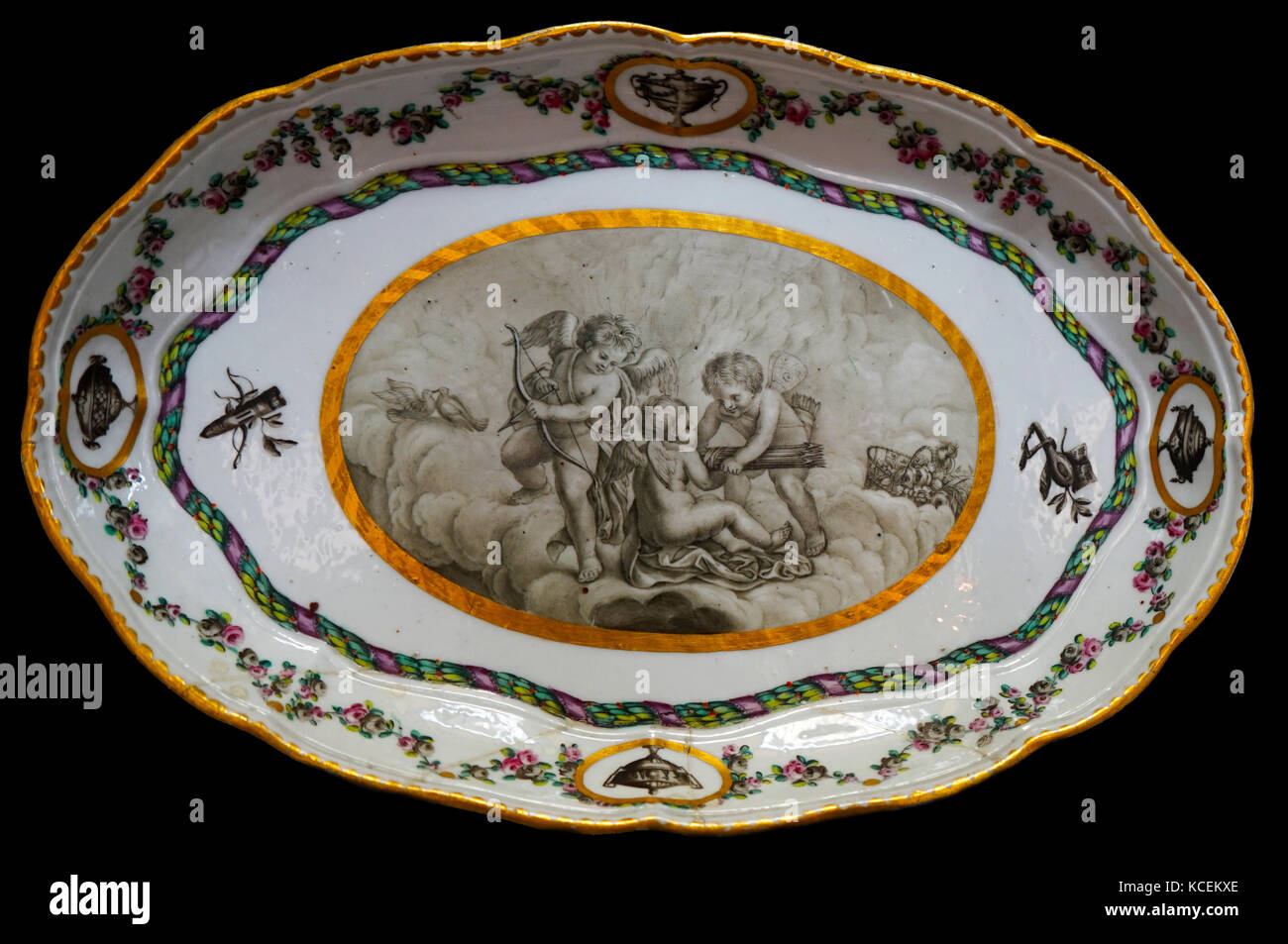 Un service à thé décoration gravée par Francesco Bartolozzi (1725-1815) un graveur italien. En date du 18e siècle Banque D'Images