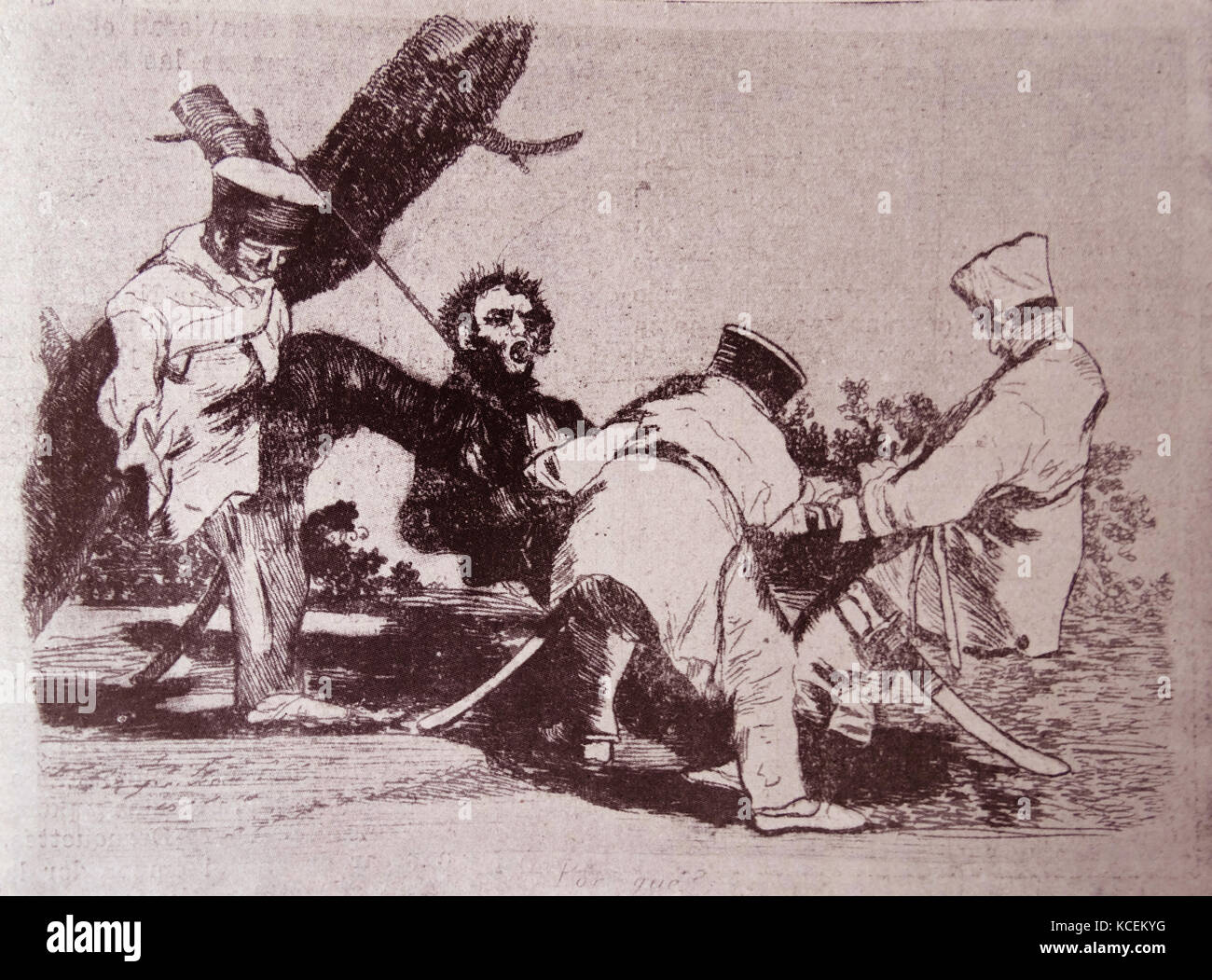 Illustration par Francisco Goya (1746-1828) un peintre romantique espagnol, sur les atrocités de l'invasion napoléonienne de l'Espagne. En date du 19e siècle Banque D'Images
