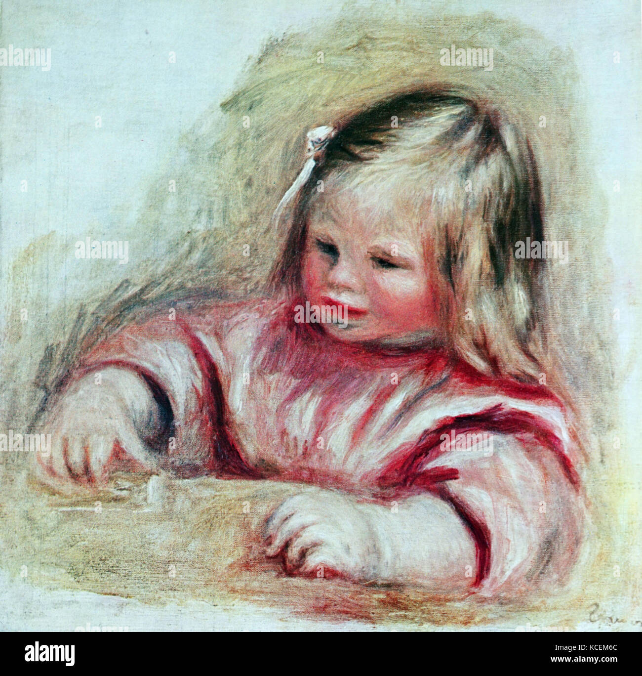 Peinture d'une jeune fille par Pierre-Auguste Renoir (1841-1919) un artiste français du style impressionniste. En date du 19e siècle Banque D'Images