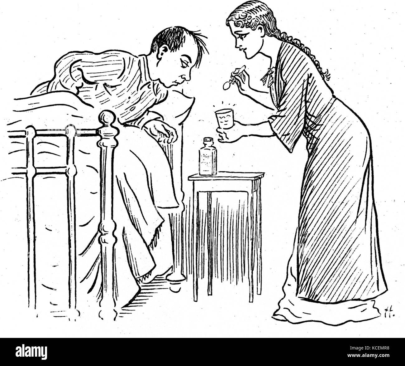 Sir Ralph Richardson (1902-83), acteur britannique. Caricature de Richardson comme John MacGregor et Sophie Stewart comme sa femme, Priscilla, dans le James Bridie jouer le mariage n'est pas une blague au Globe Theatre, Londres. Poinçon de 1934 Banque D'Images