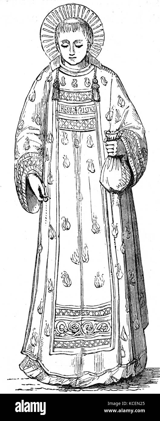 St Laurent ou Laurence de Rome (c. ?225 - 258) était un des sept diacres de la ville de Rome sous le pape Sixte II qui ont été martyrisés pendant la persécution par l'empereur Valérien en 258. Banque D'Images