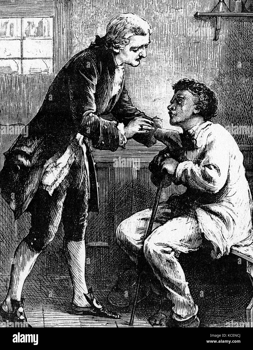 Illustration de Granville Sharp (1735-1813) un abolitionniste, l'inspection des blessures de l'esclave Jonathan forte. En date du 18e siècle Banque D'Images
