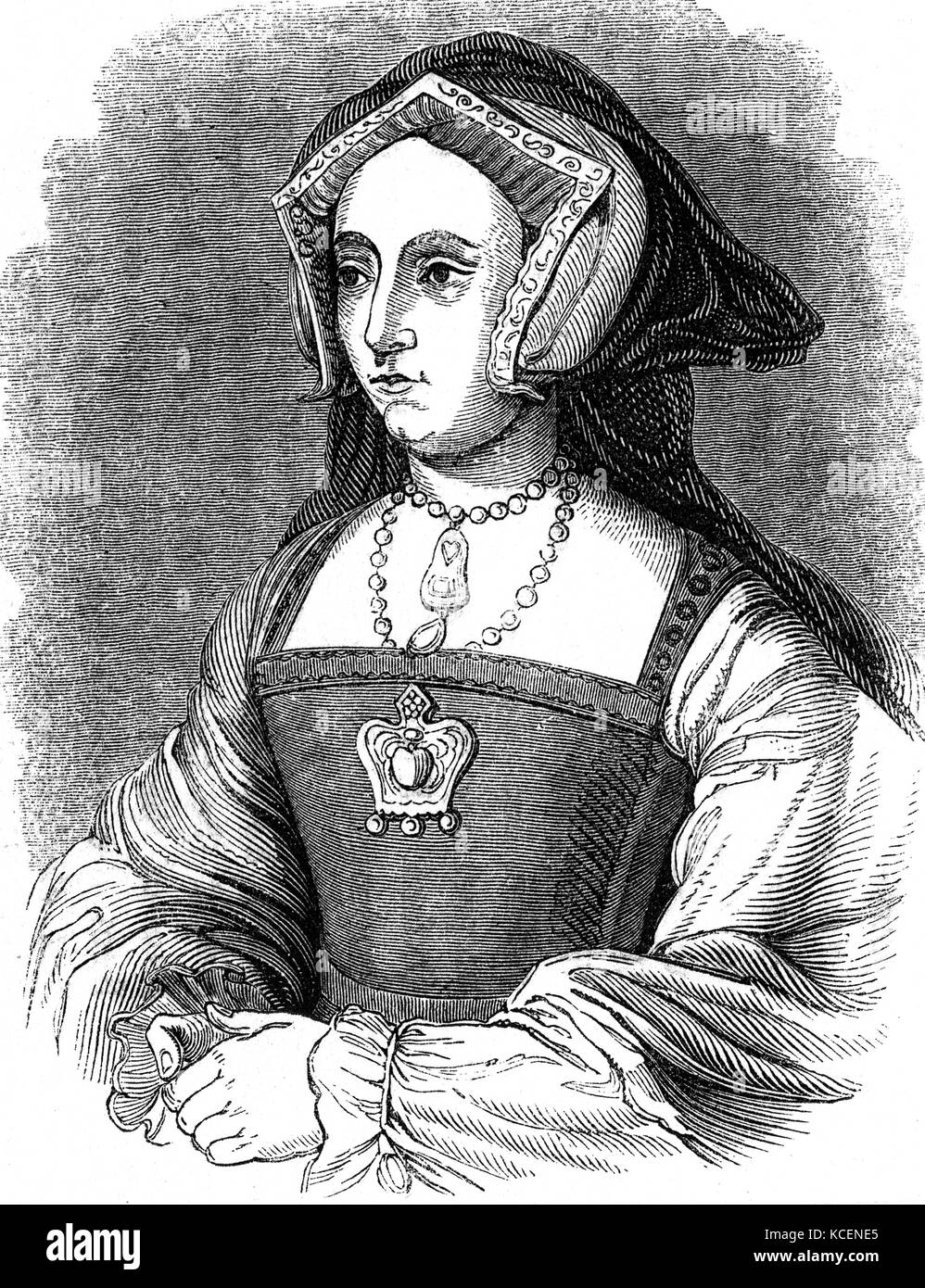 Portrait de la reine Jeanne Seymour (1509-1537) Reine d'Angleterre et la troisième épouse du roi Henry VIII. En date du 16e siècle Banque D'Images