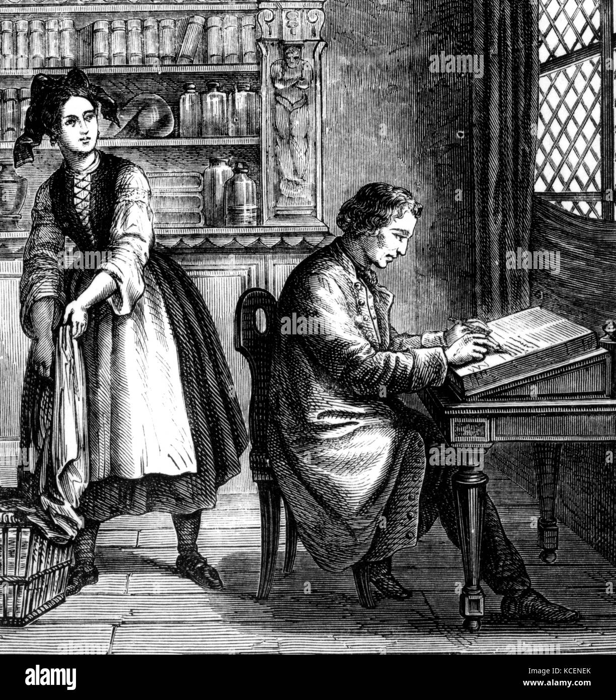 Illustration d'Alois Senefelder (1771-1834) un acteur allemand, dramaturge, et inventeur de la technique d'impression de la lithographie. En date du 19e siècle Banque D'Images
