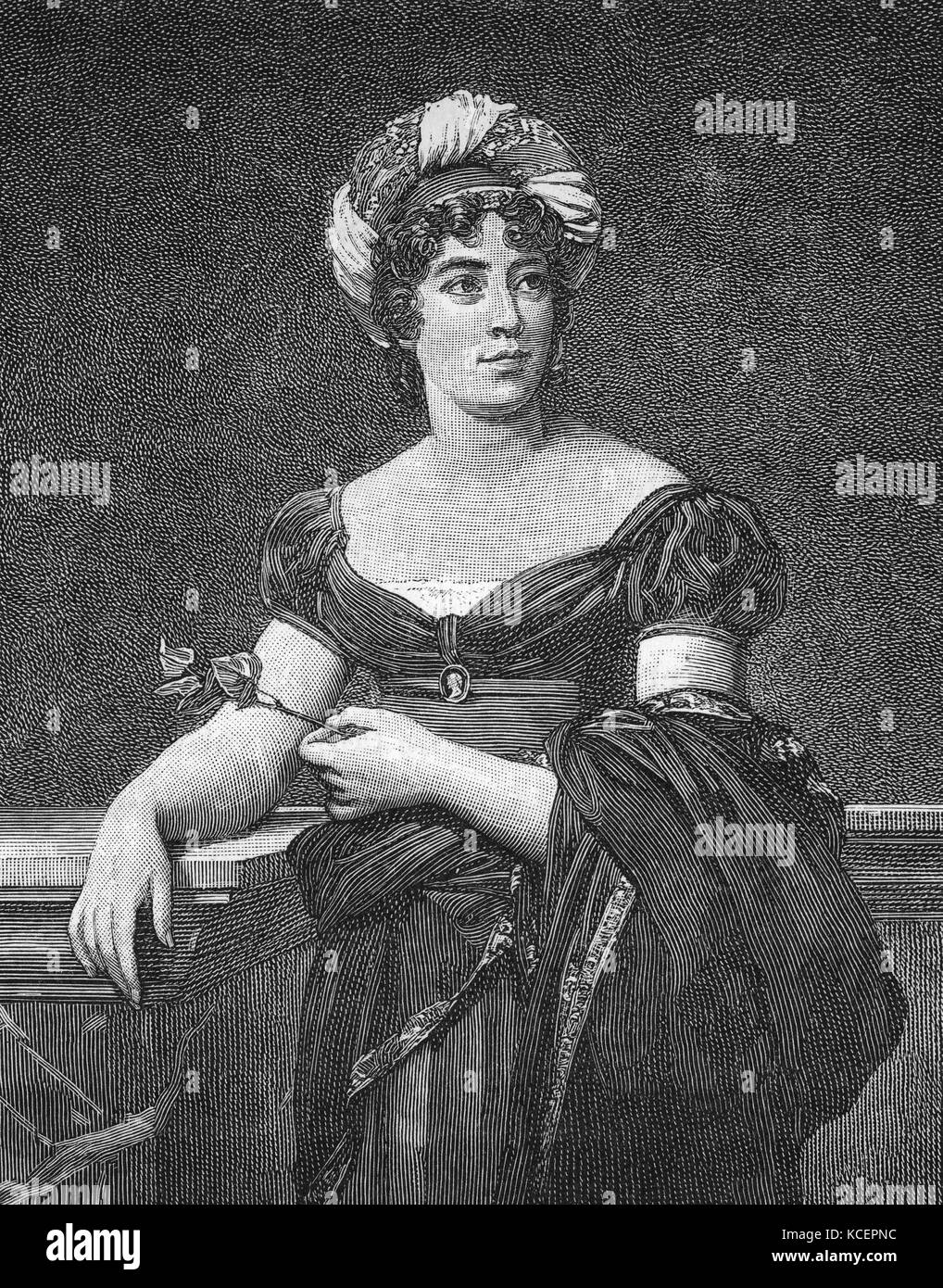 Portrait de Germaine de Staël (1766-1817) une femme de lettres française d'origine suisse. En date du 18e siècle Banque D'Images